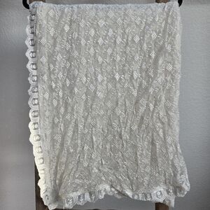 Elegant Cream Chikankari Lace Dupatta